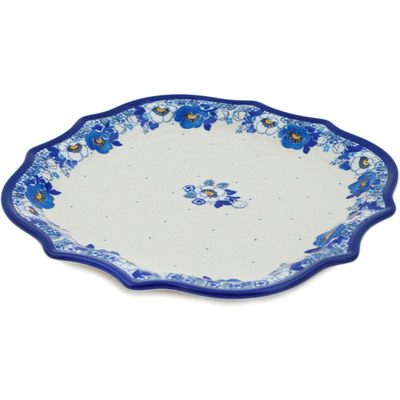 Polish Pottery 8 Point Plate Blue Spring Blue