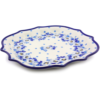 Polish Pottery 8 Point Plate Blue Spring