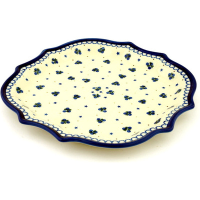 Polish Pottery 8 Point Plate Blueberry Stars