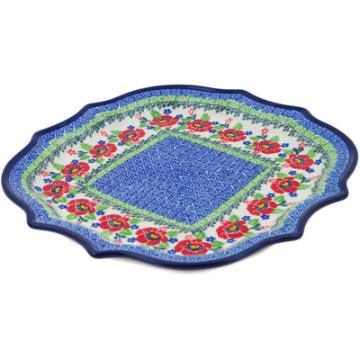 Polish Pottery 8 Point Plate Flourishing Flowers
