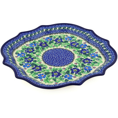 Polish Pottery 8 Point Plate Morning Glory Wreath UNIKAT