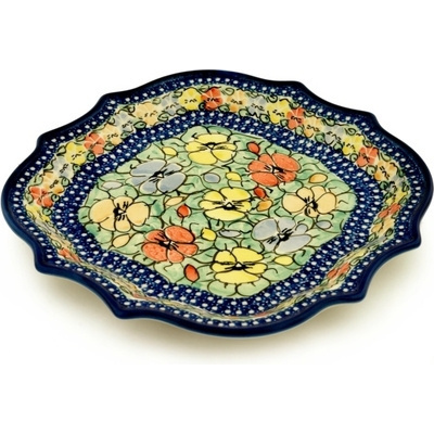 Polish Pottery 8 Point Plate Pansy Pop UNIKAT