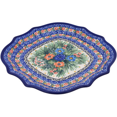 Polish Pottery 8 Point Plate Peaceful Meadow UNIKAT