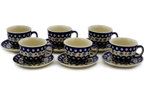 Set of 6 Cups with Saucers