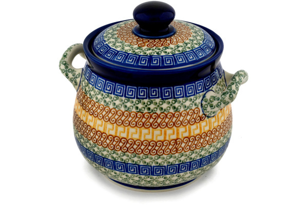 Jar with Lid and Handles 7"