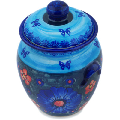 Jar with Lid and Handles 7"