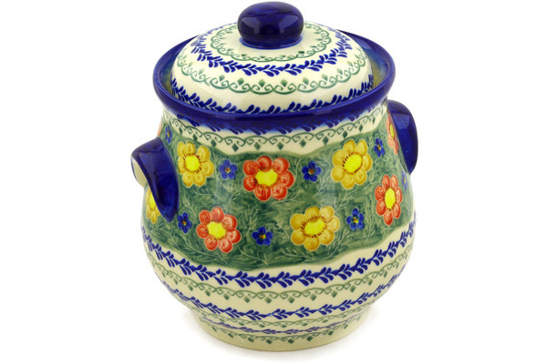 Jar with Lid and Handles 9"