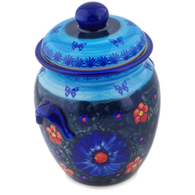 Jar with Lid and Handles 9"