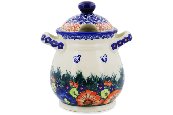 Jar with Lid and Handles 8"