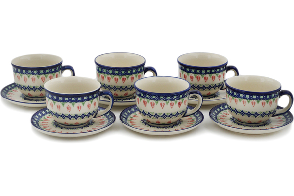 Set of 6 Cups with Saucers