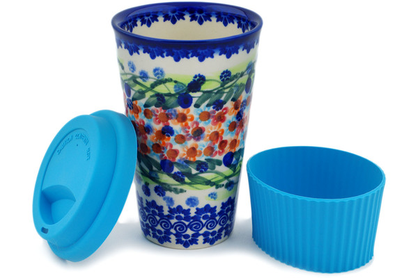 Travel Coffee Mug with Muliticolor Sleeve