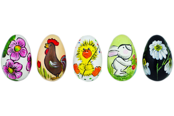 Set of 5 Wooden Eggs 3"