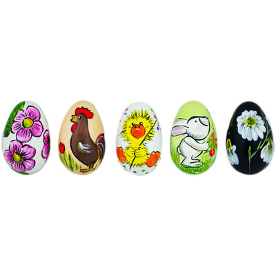 Set of 5 Wooden Eggs 3"