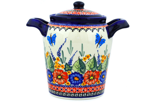 Jar with Lid and Handles 8"