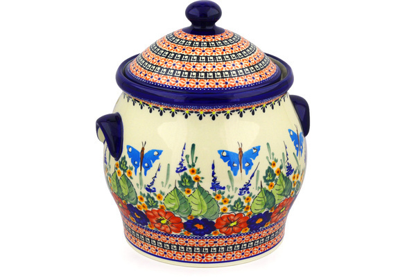 Jar with Lid and Handles 11"
