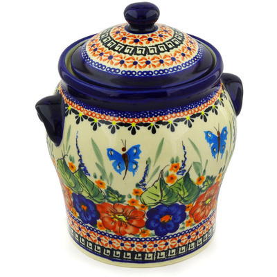 Jar with Lid and Handles 8"