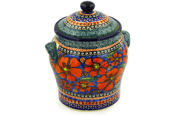 Jar with Lid and Handles 8"