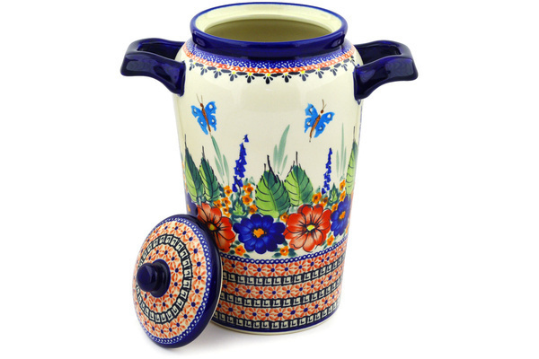 Jar with Lid and Handles 11"