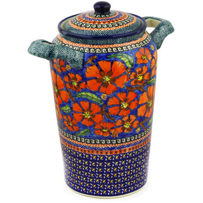 Jar with Lid and Handles 11"