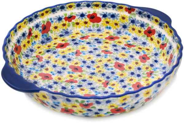 Pie Dish Fluted with Handles 11"