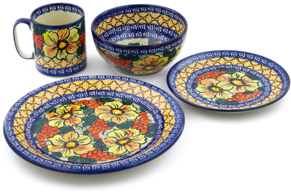 Place Setting 4-Piece: Mug, Bowl, Dinner Plate, Side Plate