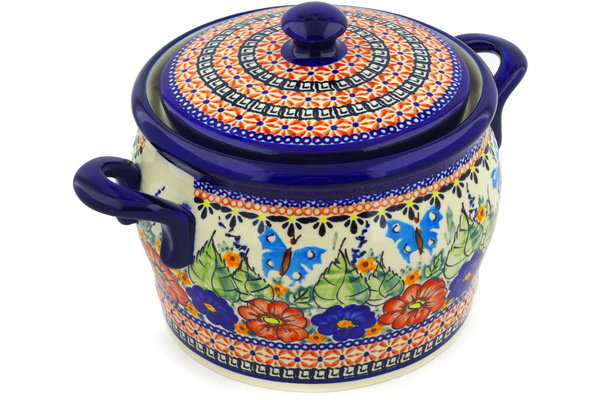 Jar with Lid and Handles 9"