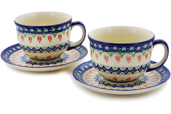 Set of 2 Cups with Saucers