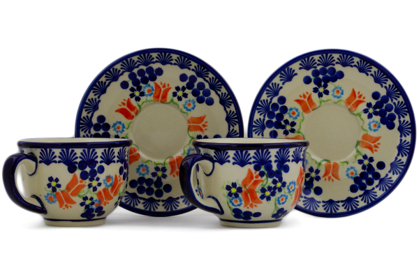 Set of 2 Cups with Saucers