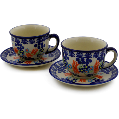 Set of 2 Cups with Saucers