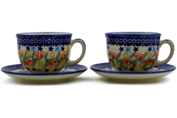 Set of 2 Cups with Saucers