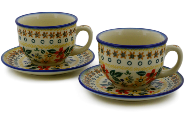 Set of 2 Cups with Saucers