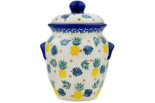Jar with Lid and Handles 7"