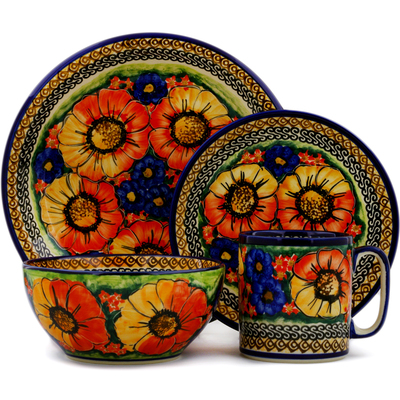 Place Setting 4-Piece: Mug, Bowl, Dinner Plate, Side Plate