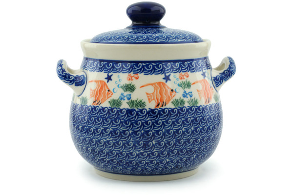 Jar with Lid and Handles 7"
