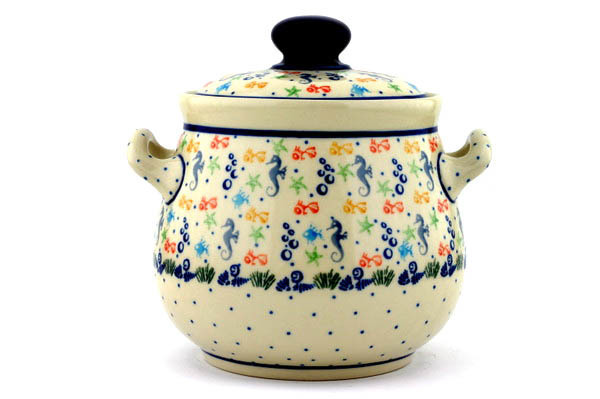 Jar with Lid and Handles 7"