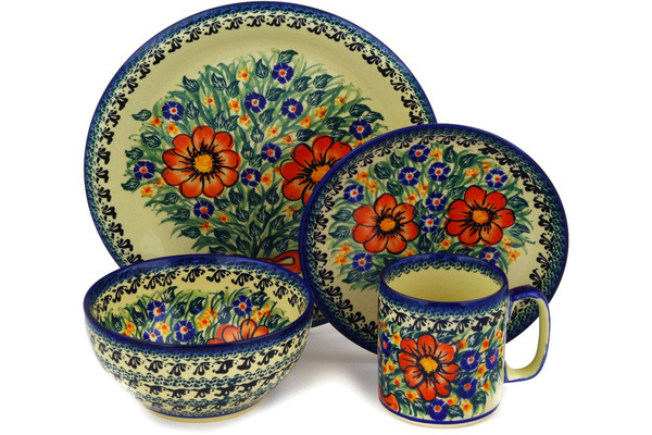 Place Setting 4-Piece: Mug, Bowl, Dinner Plate, Side Plate