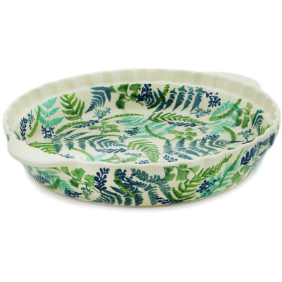 Pie Dish Fluted with Handles 11"