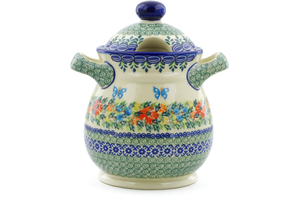 Jar with Lid and Handles 8"