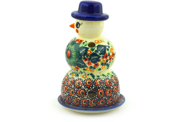 Snowman Candle Holder 7"