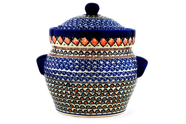 Jar with Lid and Handles 10"