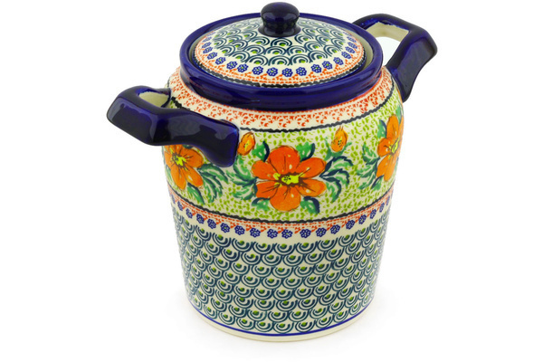 Jar with Lid and Handles 8"