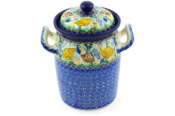 Jar with Lid and Handles 9"