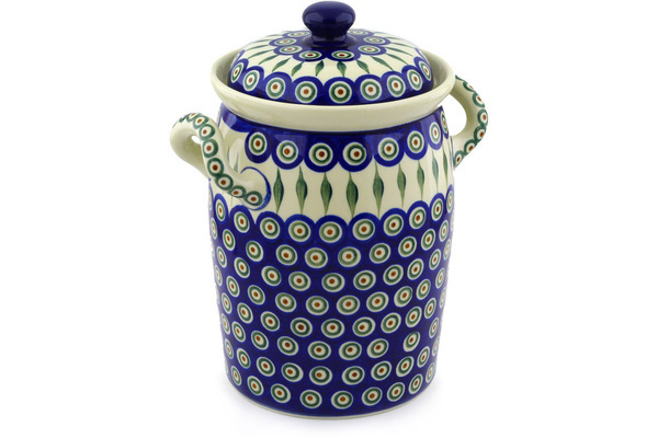 Jar with Lid and Handles 11"