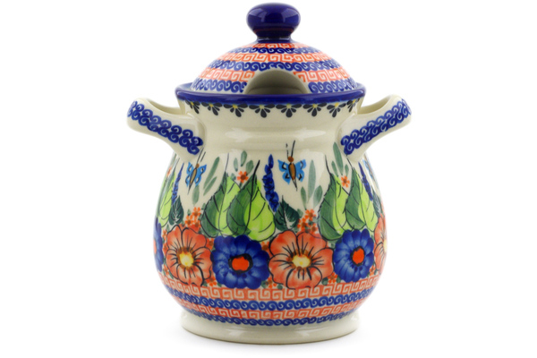 Jar with Lid and Handles 8"