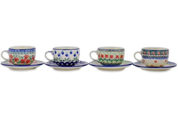 Set of Four Cups with Saucers