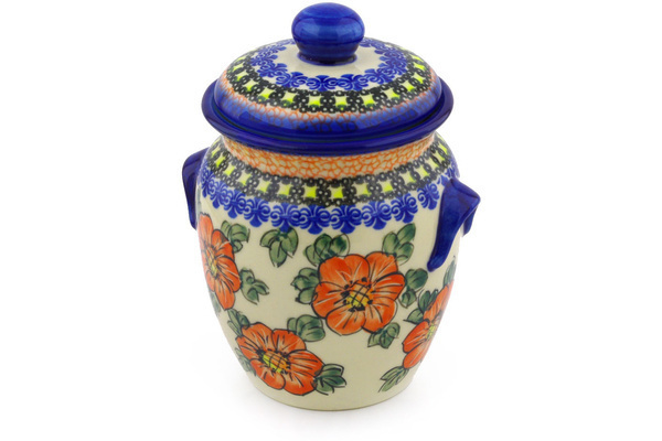 Jar with Lid and Handles 7"