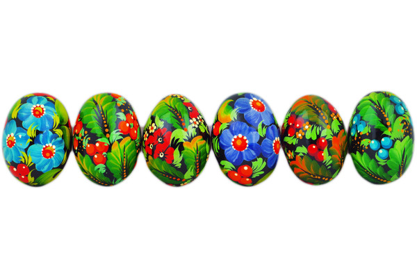 Set of 6 Wooden Eggs 3"