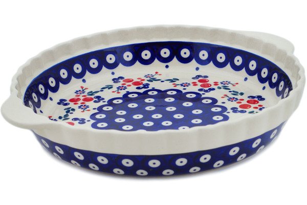 Pie Dish Fluted with Handles 11"