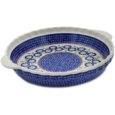 Pie Dish Fluted with Handles 11"