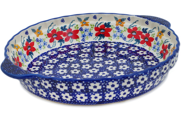 Pie Dish Fluted with Handles 11"